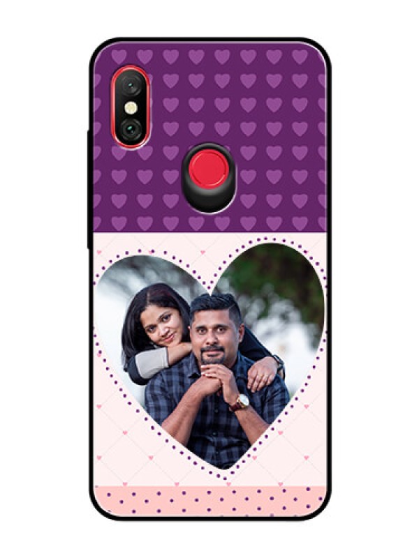 Custom Redmi Note 6 Pro Custom Glass Phone Case  - Violet Love Dots Design