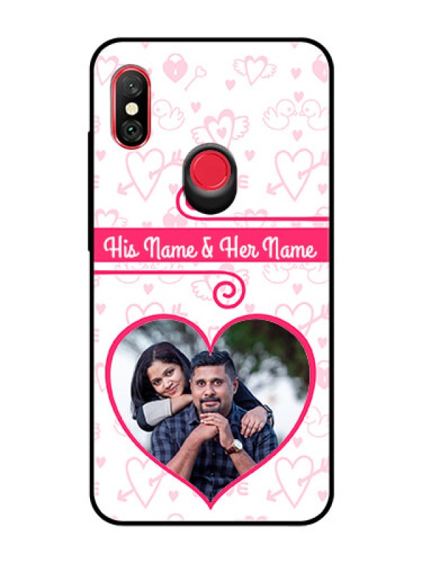 Custom Redmi Note 6 Pro Personalized Glass Phone Case  - Heart Shape Love Design