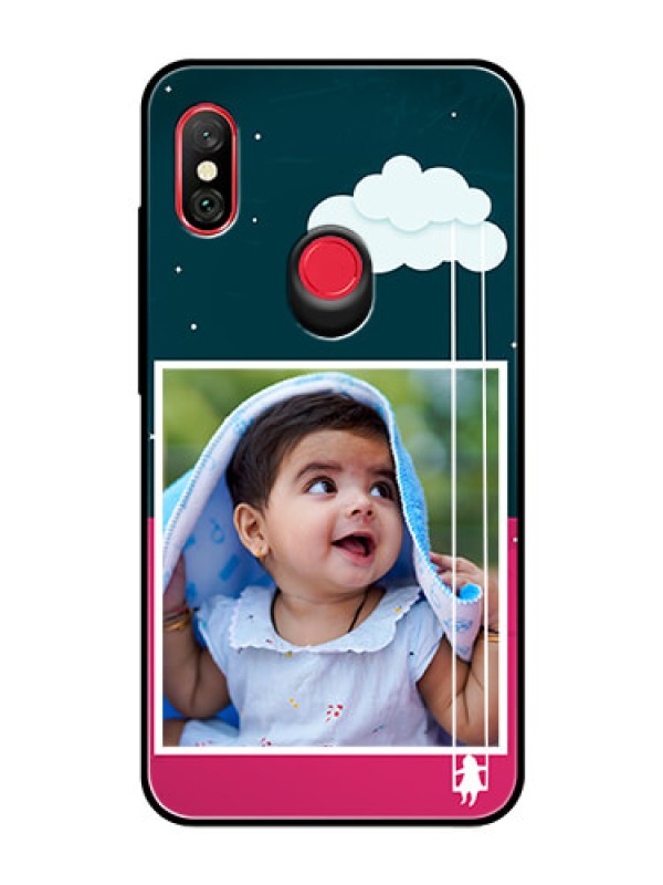 Custom Redmi Note 6 Pro Custom Glass Phone Case  - Cute Girl with Cloud Design