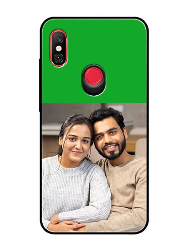 Custom Redmi Note 6 Pro Personalized Glass Phone Case  - Green Pattern Design