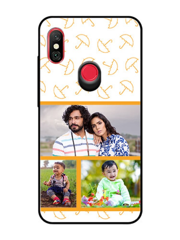 Custom Redmi Note 6 Pro Custom Glass Mobile Case  - Yellow Pattern Design