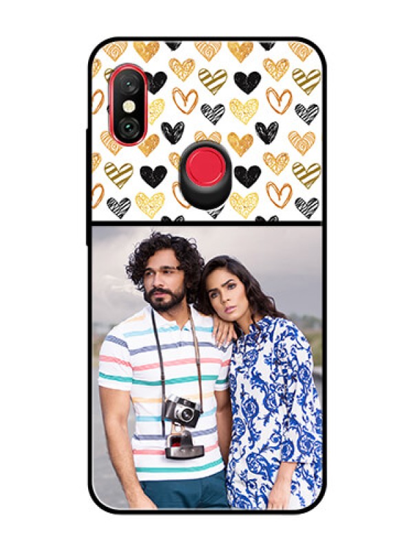 Custom Redmi Note 6 Pro Photo Printing on Glass Case  - Love Symbol Design
