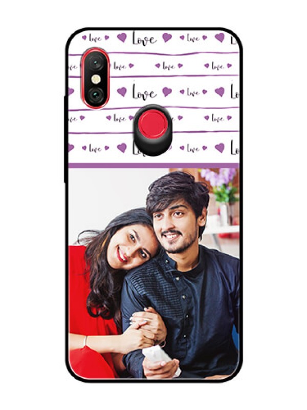 Custom Redmi Note 6 Pro Custom Glass Mobile Case  - Couples Heart Design