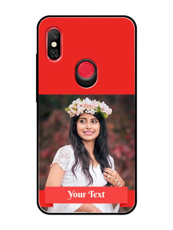 Custom Redmi Note 6 Pro Custom Glass Phone Case  - Simple Red Color Design