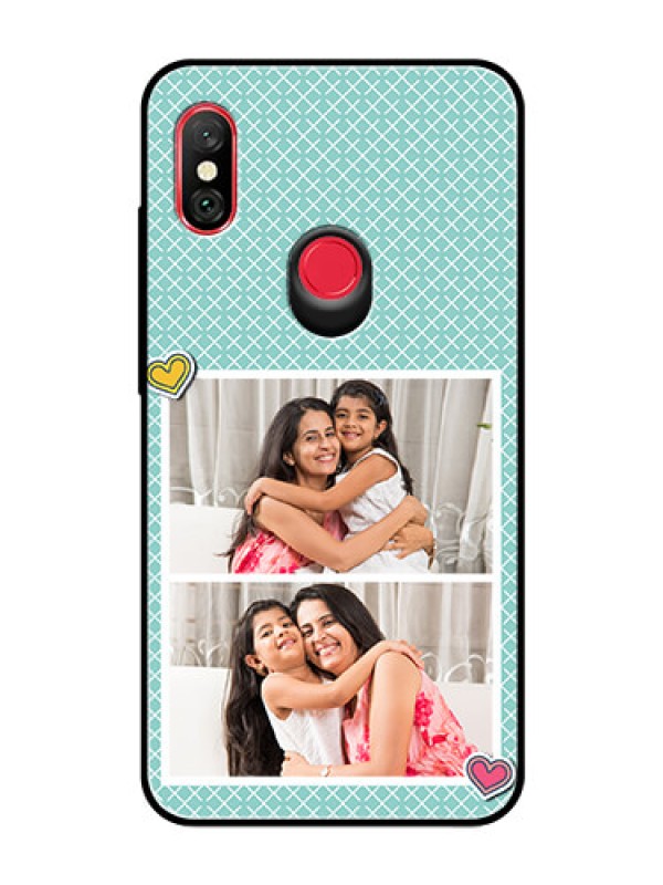 Custom Redmi Note 6 Pro Custom Glass Phone Case  - 2 Image Holder with Pattern Design