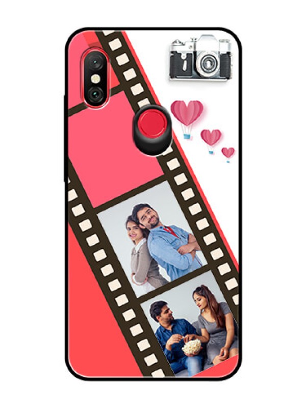 Custom Redmi Note 6 Pro Personalized Glass Phone Case  - 3 Image Holder with Film Reel