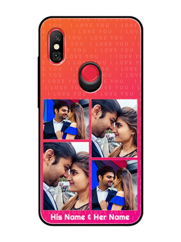 Custom Redmi Note 6 Pro Custom Glass Phone Case  - I Love You Pink Design