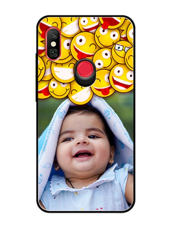 Custom Redmi Note 6 Pro Custom Glass Mobile Case  - with Smiley Emoji Design
