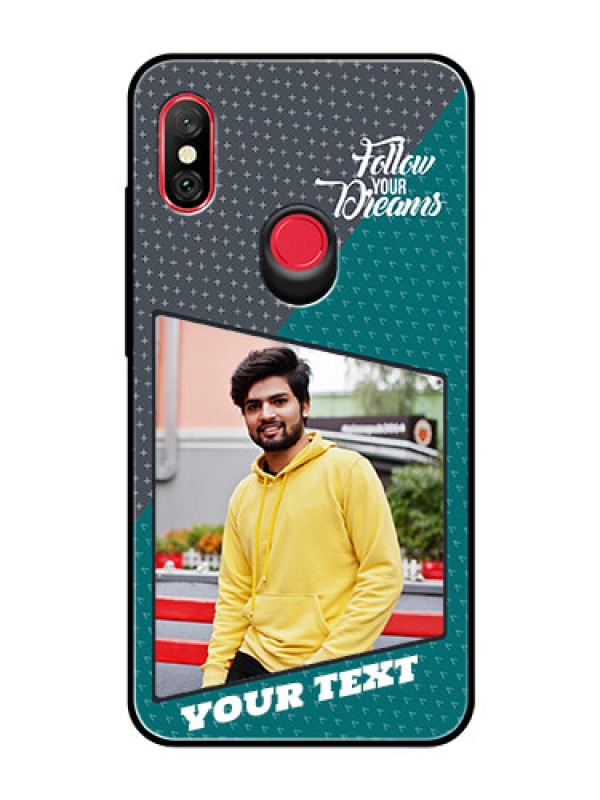 Custom Redmi Note 6 Pro Personalized Glass Phone Case  - Background Pattern Design with Quote