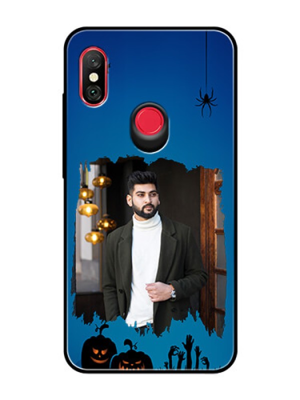 Custom Redmi Note 6 Pro Photo Printing on Glass Case  - with pro Halloween design 