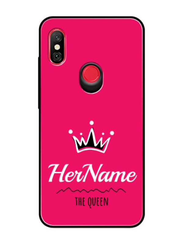 Custom Redmi Note 6 Pro Glass Phone Case Queen with Name