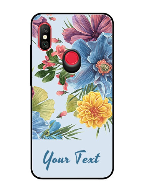 Custom Xiaomi Redmi Note 6 Pro Custom Glass Mobile Case - Stunning Watercolored Flowers Painting Design