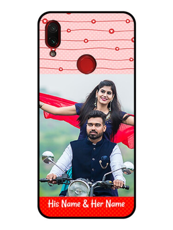 Custom Redmi Note 7 Pro Personalized Glass Phone Case  - Red Pattern Case Design