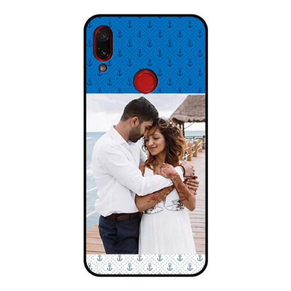 Redmi Note 7 Pro Photo Printing on Glass Case  - Blue Anchors Design