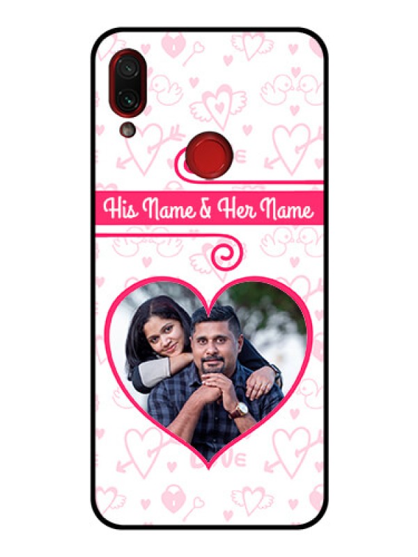 Custom Redmi Note 7 Pro Personalized Glass Phone Case  - Heart Shape Love Design