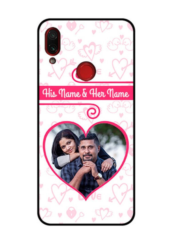 Redmi Note 7 Pro Personalized Glass Phone Case  - Heart Shape Love Design