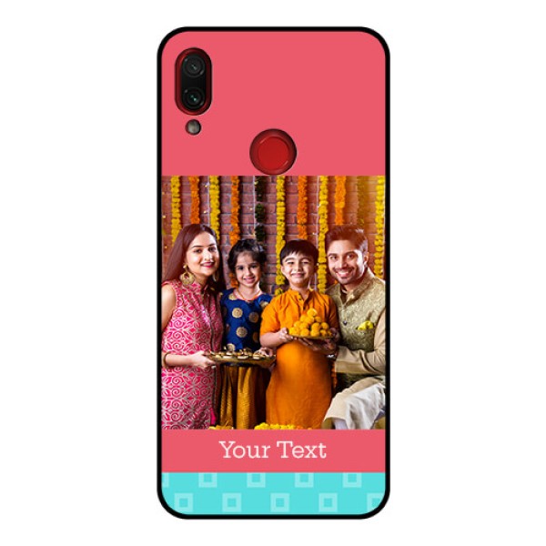 Redmi Note 7 Pro Personalized Glass Phone Case - Peach & Blue Color Design Redmi Note 7 Pro Personalized Glass Phone Case - Peach & Blue Color Design