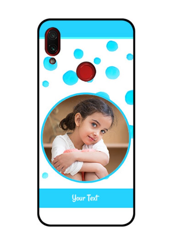 Redmi Note 7 Pro Photo Printing on Glass Case  - Blue Bubbles Pattern Design