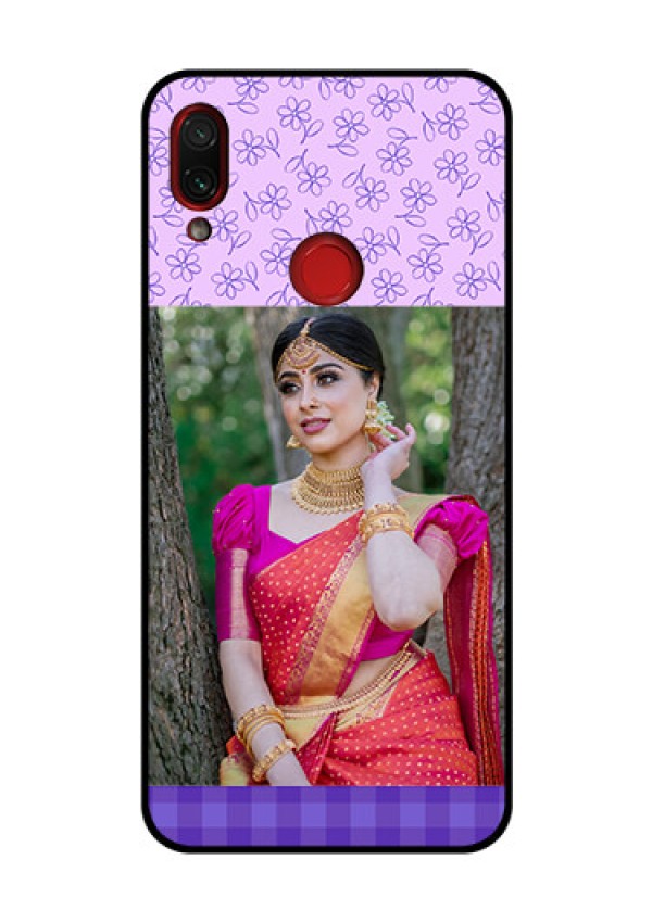 Redmi Note 7 Pro Custom Glass Phone Case  - Purple Floral Design