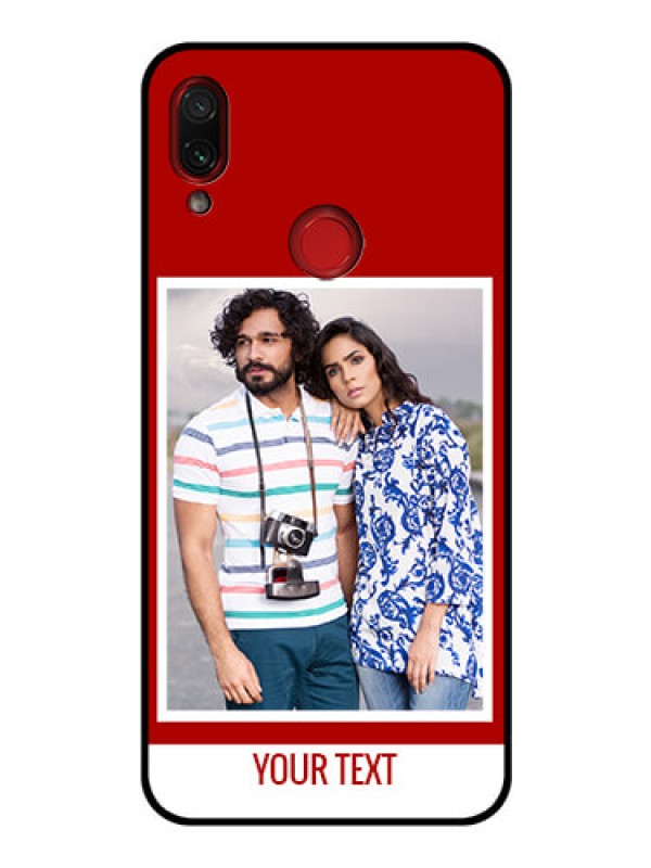 Custom Redmi Note 7 Pro Personalized Glass Phone Case  - Simple Red Color Design