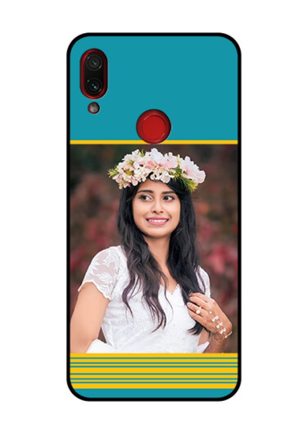 Redmi Note 7 Pro Custom Glass Phone Case  - Yellow & Blue Design 