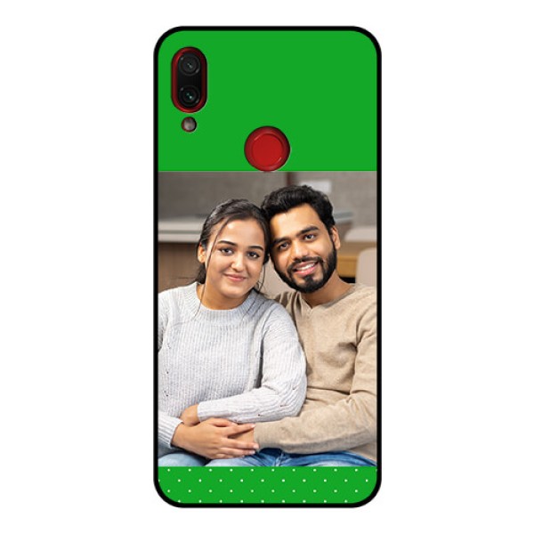 Redmi Note 7 Pro Personalized Glass Phone Case  - Green Pattern Design