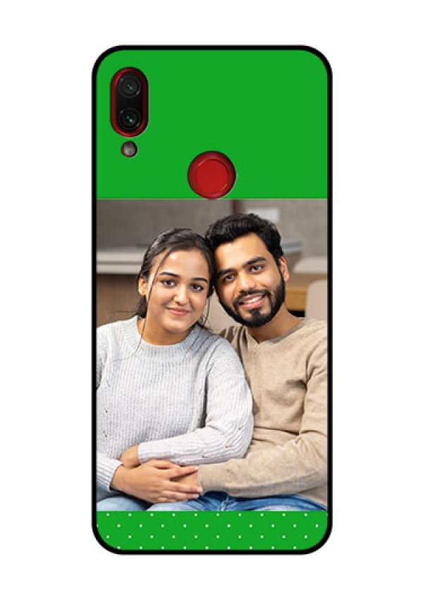 Redmi Note 7 Pro Personalized Glass Phone Case  - Green Pattern Design