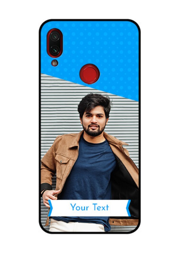 Redmi Note 7 Pro Photo Printing on Glass Case  - Simple Blue Color Design