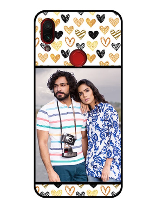 Custom Redmi Note 7 Pro Photo Printing on Glass Case  - Love Symbol Design