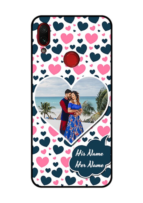 Redmi Note 7 Pro Custom Glass Phone Case  - Pink & Blue Heart Design