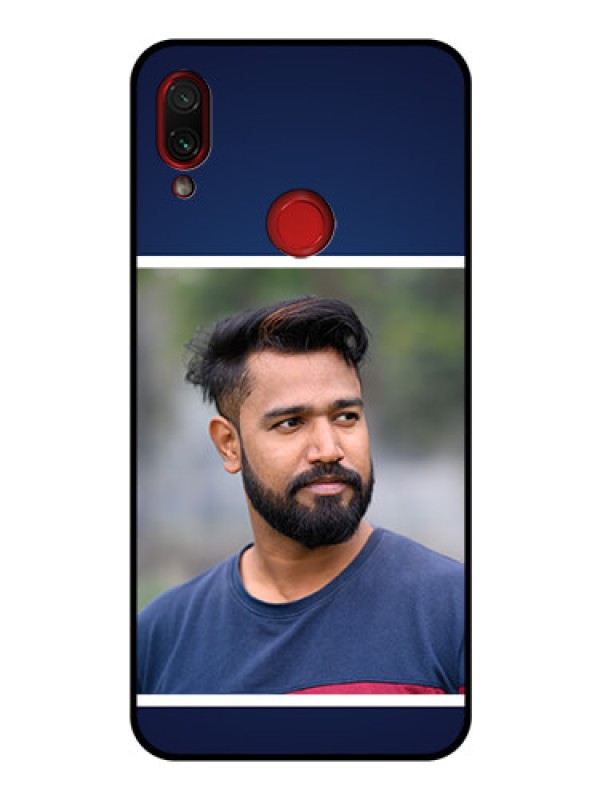 Custom Redmi Note 7 Pro Personalized Glass Phone Case  - Simple Royal Blue Design