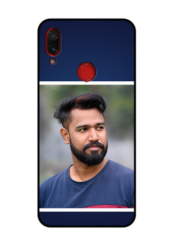 Redmi Note 7 Pro Personalized Glass Phone Case  - Simple Royal Blue Design
