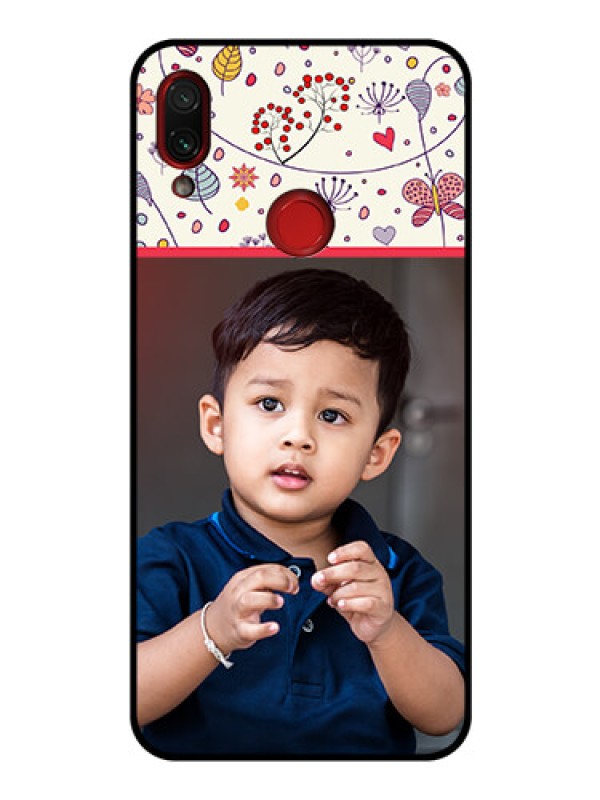 Custom Redmi Note 7 Pro Custom Glass Mobile Case  - Premium Floral Design