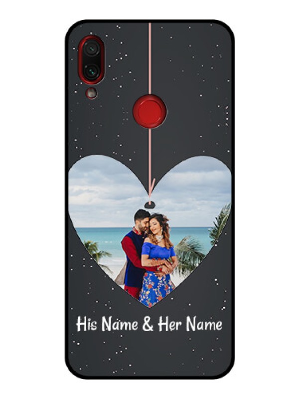 Custom Redmi Note 7 Pro Custom Glass Phone Case  - Hanging Heart Design