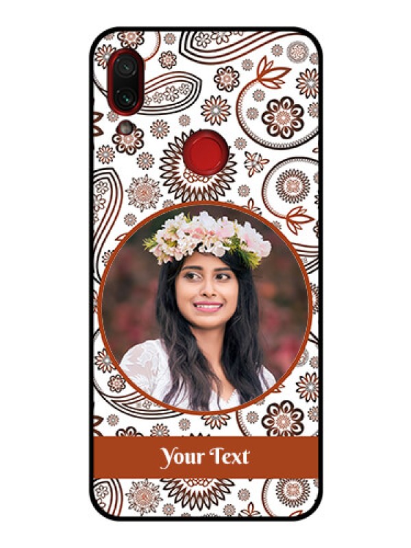 Custom Redmi Note 7 Pro Custom Glass Mobile Case  - Abstract Floral Design 