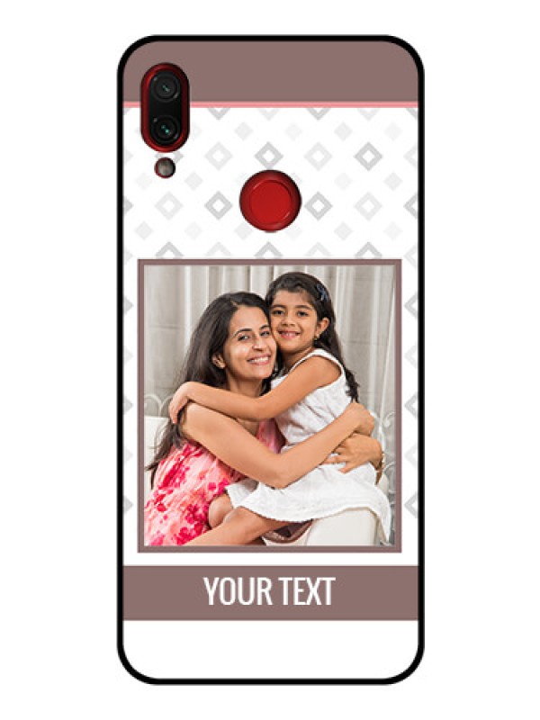 Custom Redmi Note 7 Pro Photo Printing on Glass Case  - Simple Diamond Design
