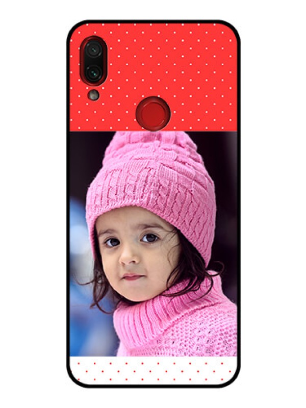 Custom Redmi Note 7 Pro Photo Printing on Glass Case  - Red Pattern Design