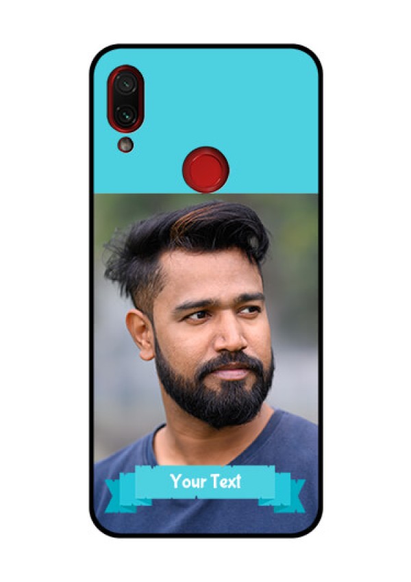 Redmi Note 7 Pro Personalized Glass Phone Case  - Simple Blue Color Design