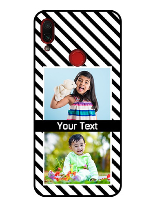 Custom Redmi Note 7 Pro Photo Printing on Glass Case  - Black And White Stripes Design
