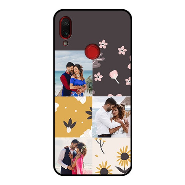 Redmi Note 7 Pro Photo Printing on Glass Case - 3 Images with Floral Design Redmi Note 7 Pro Photo Printing on Glass Case - 3 Images with Floral Design