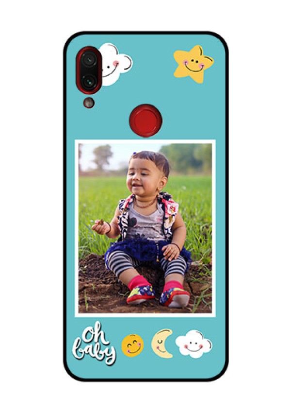 Redmi Note 7 Pro Personalized Glass Phone Case  - Smiley Kids Stars Design