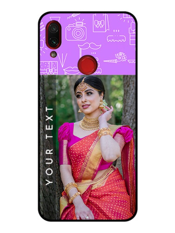 Custom Redmi Note 7 Pro Custom Glass Mobile Case  - Birthday Icons Design