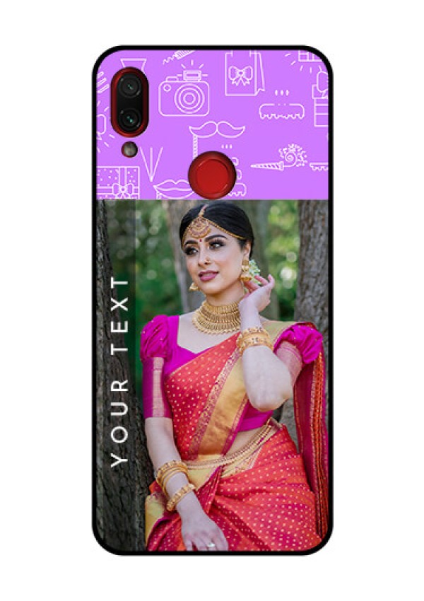 Redmi Note 7 Pro Custom Glass Mobile Case  - Birthday Icons Design