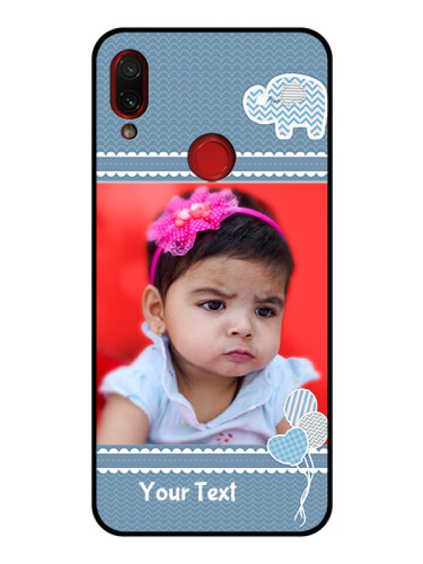 Custom Redmi Note 7 Pro Photo Printing on Glass Case  - with Kids Pattern Design