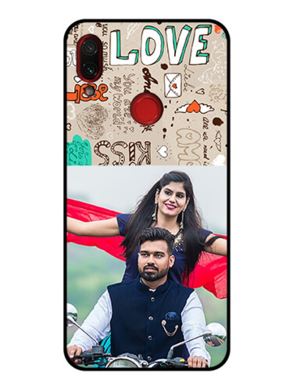 Custom Redmi Note 7 Pro Custom Glass Phone Case  - Love Doodle Pattern 