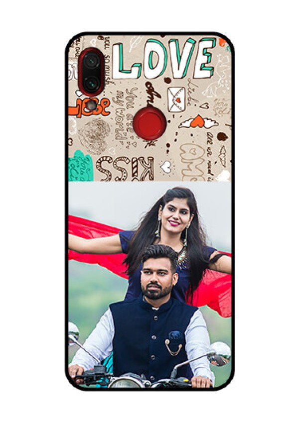 Redmi Note 7 Pro Custom Glass Phone Case  - Love Doodle Pattern 