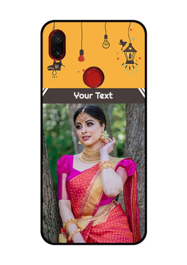 Redmi Note 7 Pro Custom Glass Mobile Case  - with Family Picture and Icons 