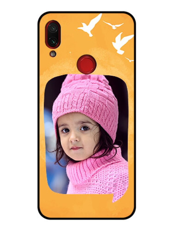 Custom Redmi Note 7 Pro Personalized Glass Phone Case  - Water Color Design with Bird Icons