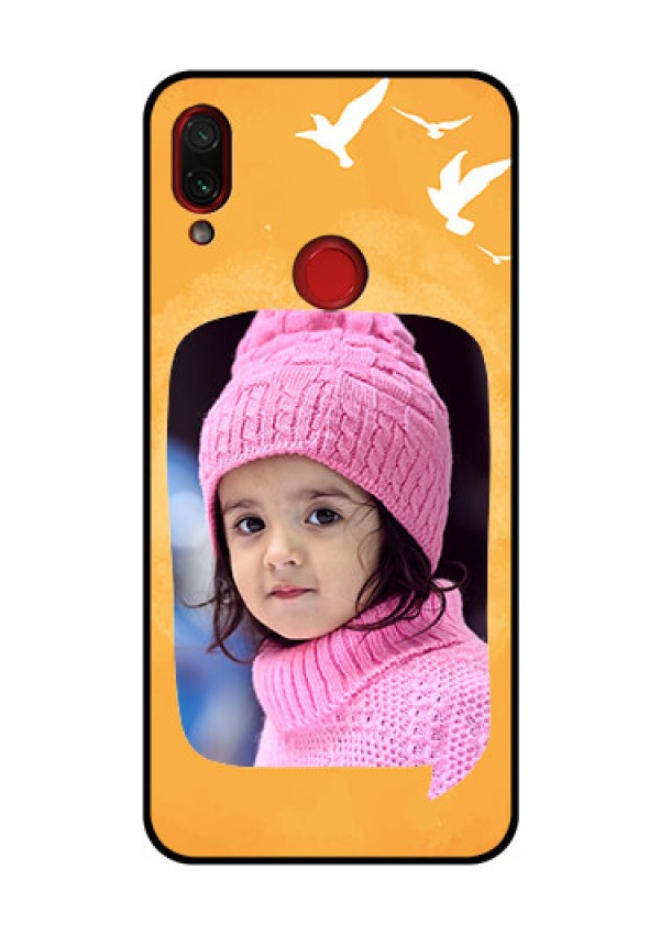 Redmi Note 7 Pro Personalized Glass Phone Case  - Water Color Design with Bird Icons