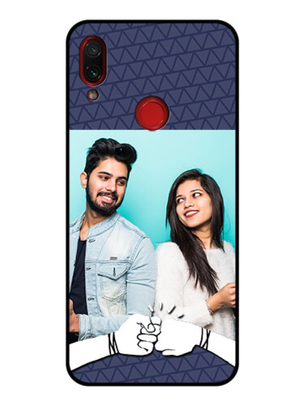 Custom Redmi Note 7 Pro Photo Printing on Glass Case  - with Best Friends Design  